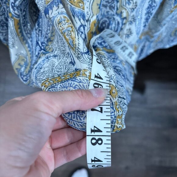 VINCE CAMUTO Paisley Print Wrap Midi Dress Sz XS Blue Yellow V Neck Collared NWT - Picture 8 of 9